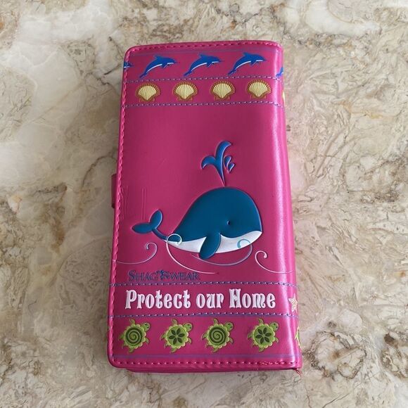 Shag Wear Protect The Ocean Protect Our Home Vegan Leather Long Wallet - Picture 3 of 13